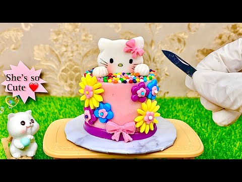 Hello Kitty cake😻 Sweet Miniature kitty Cake Decorating | Satisfying Miniature cat cake