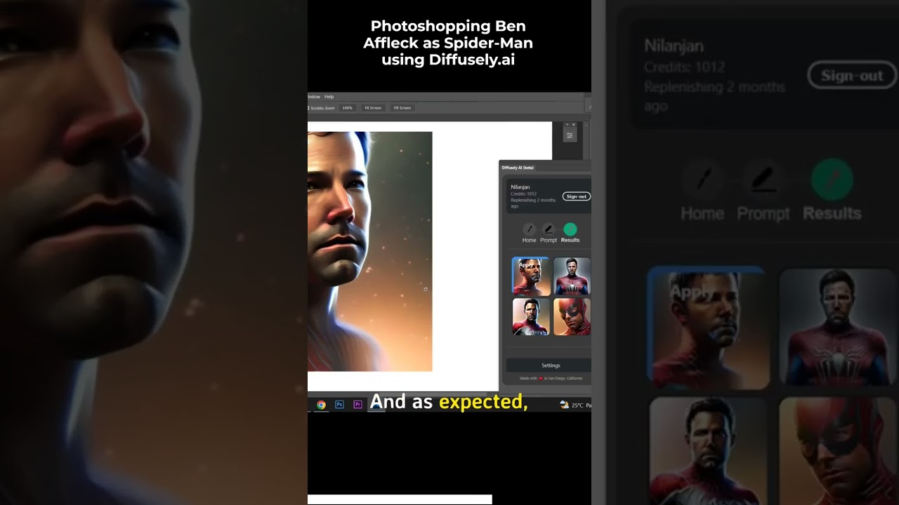 Let's Photoshop Ben Affleck as Spider-Man using Diffusely.ai #SHORTS