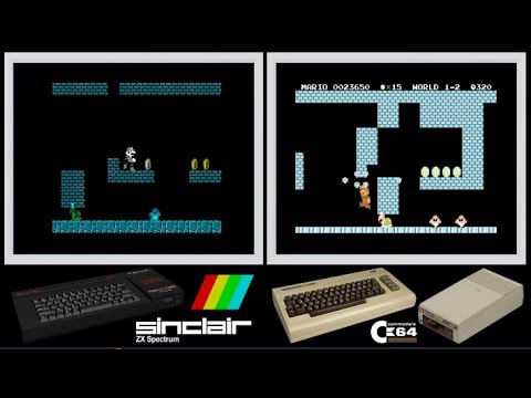 ZX Spectrum vs C64 : SUPER MARIO BROS (Side by side comparison)
