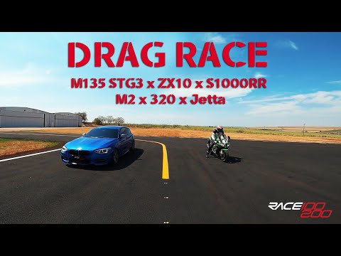 DRAG RACE | PEGAS BMW M135 VS MOTO ZX10 VS S1000RR VS M2 VS MINI VS JETTA