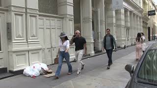 Jeff Bezos looking RIPPED as he walks in Soho with his girlfriend Lauren Sanchez