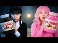 PINK VS BLACK FOOD CHALLENGE Eating Only 1 Color Challenge Wednesday VS Enid By Gotcha Viral