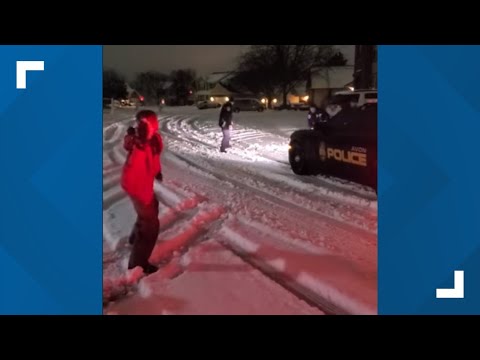 Avon police officers battle kids in impromptu snowball fight