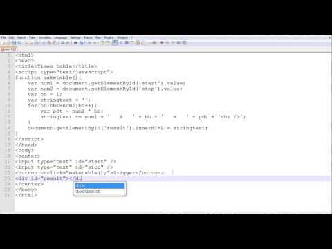 How to make a times table with javascript