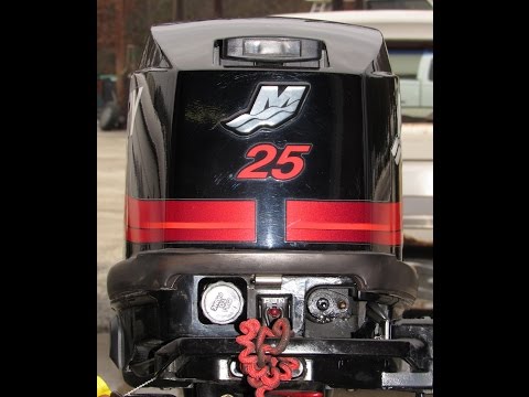 Used 2002 Mercury 25ELH 2-Stroke Electric Start Tiller Outboard Boat Motor 20"