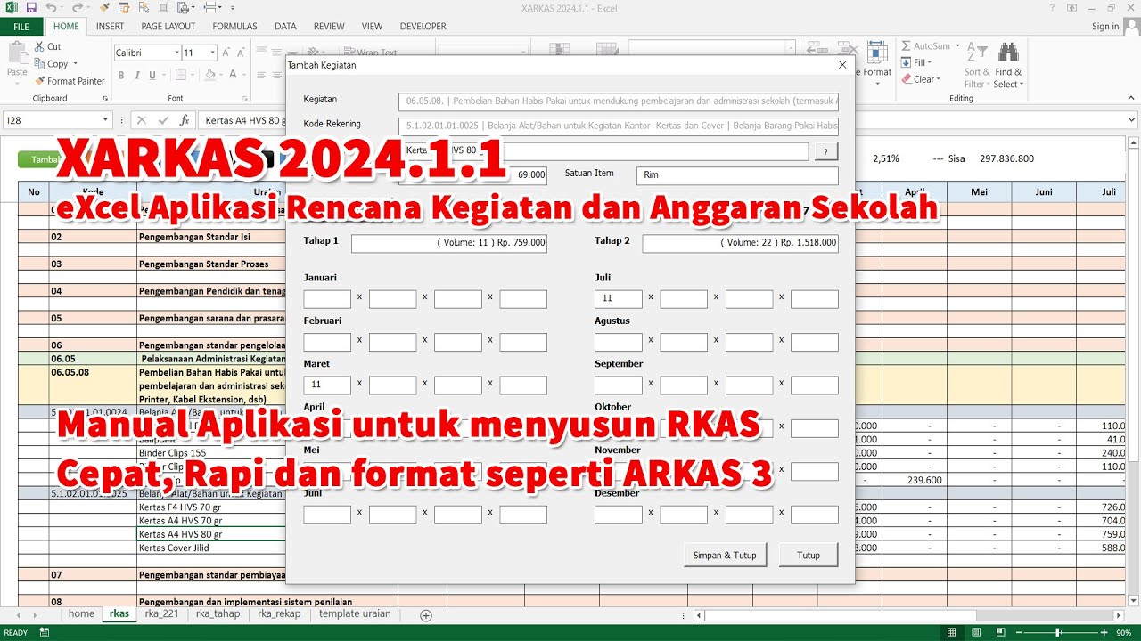 XARKAS 2024.1.1- Excel Aplikasi Rencana Kegiatan Dan Anggaran Sekolah
