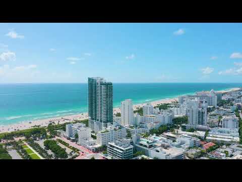 Flying over Miami Beach, Collins Avenue | Drone Video 4K