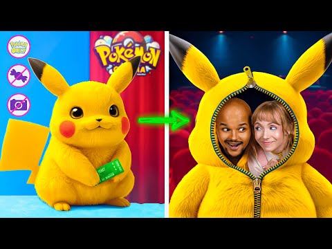 ¡Pokémon falsos vs. Pokémon reales! ¡Desafío de colarse en las películas!