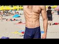 Flexing ALL Muscles at a beach
