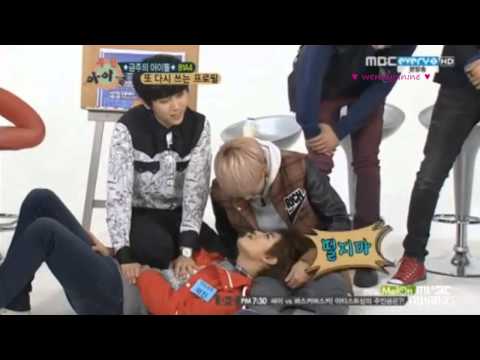 [Weekly Idol] (121212) B1A4's Baro and 100% Hyukjin almost kiss