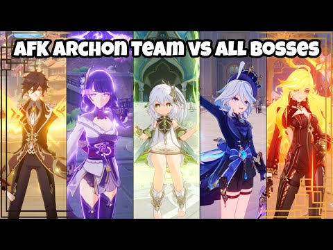 AFK Archon Team vs All Bosses in v5.8 (WL 9) Without Food Buff | Genshin Impact