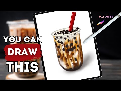 Procreate Drawing For Beginners | Realistic Boba Tea IPad Illustration - Easy Digital Art Tutorial