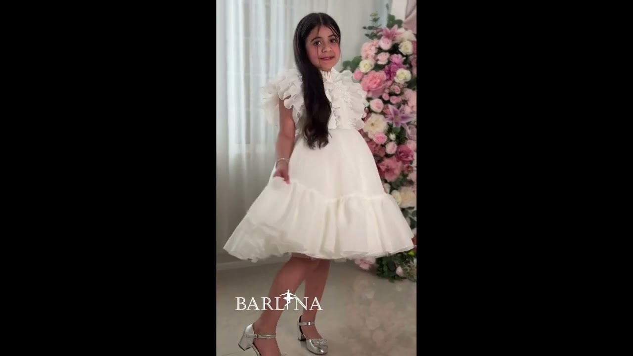 فستان بناتي سكري منفوش واكمام مكشكشة - 4 سنوات