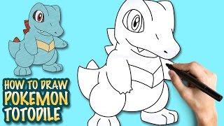 How to draw Pokemon Totodile - Easy step-by-step drawing lessons for kids