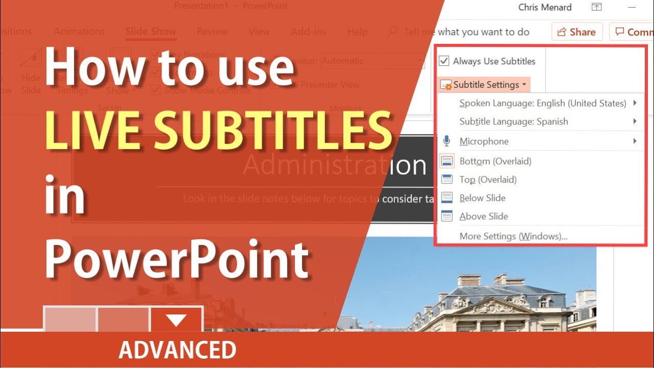 PowerPoint: use live Subtitles in your presentation by Chris Menard
