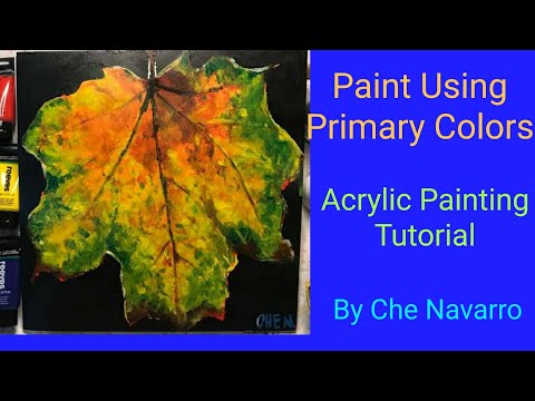 Easy Acrylic Painting Using Primary Colors| Autumn Maple Leaf | Step by Step Tutorial