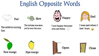 English opposite words with sentences | listen and practice
