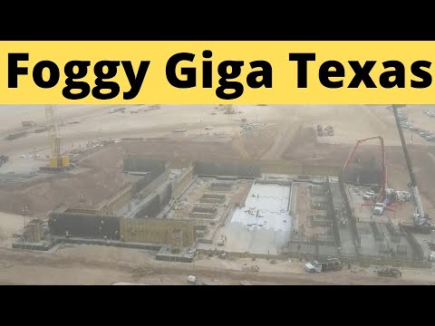 Tesla's Giga Texas Casting Facility Forming on a Foggy Day