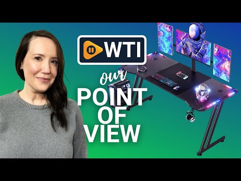HLDIRECT 63 Inch Gaming Desk with LED Lights - WTI product video review