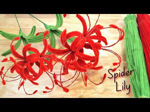 DIY | How to Make Red Spider Lily Pipe Cleaner Flowers - diy chenille wire
