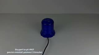Robustný modrý LED maják, modrý hliník, 96W, ECE R65