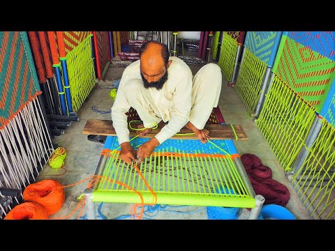 Artistic Technique of Weaving a Cot | Beautifully Designed Nylon Rope Cot Weaving