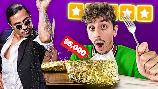 Eating at CELEBRITY Restaurants for 24 Hours! (24K Gold Steak)