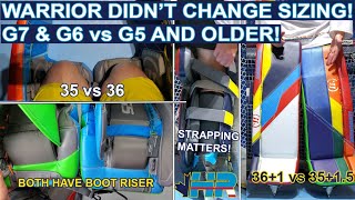 Warrior G6 & G7 goalie pad sizing compared to G5 and older!