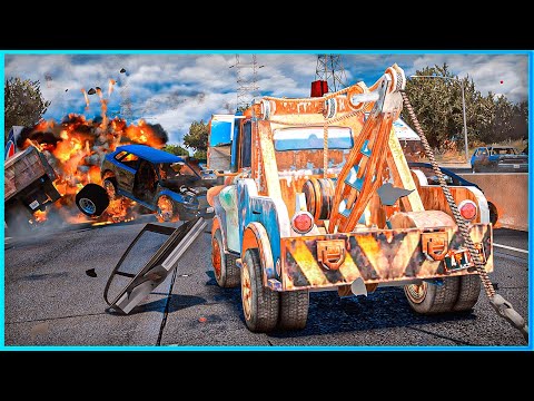*CRAZY* Cars Tow Mater Crashes Ep.8 – GTA 5