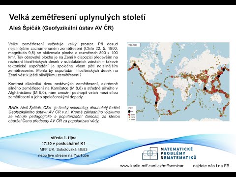 Velká zemětřesení uplynulých století - Aleš Špičák (Geofyzikální ústav AV ČR)[seminář MPN 1.10.2025]