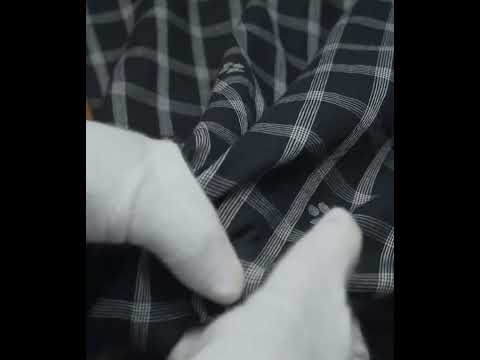 Black Base White Check Jamdani Pure Cotton 70 GSM Handwoven Fabric — video