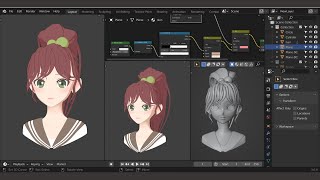 Modeling + Blender NPR shading anime school girl character - Blender 3.0