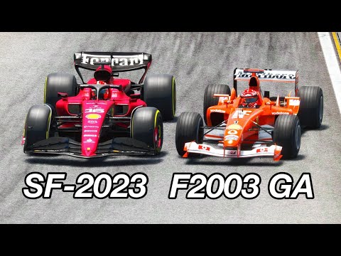 Ferrari F1 2023 SF-23 vs Ferrari F1 2003 (Schumacher) - Fiorano Circuit