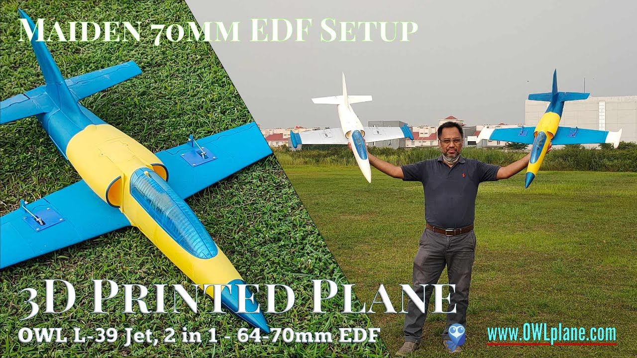 OWL L-39 64-70mm (2 in 1) EDF - 70mm EDF, long wing & half fuselage printed with PLA (yellow parts)
