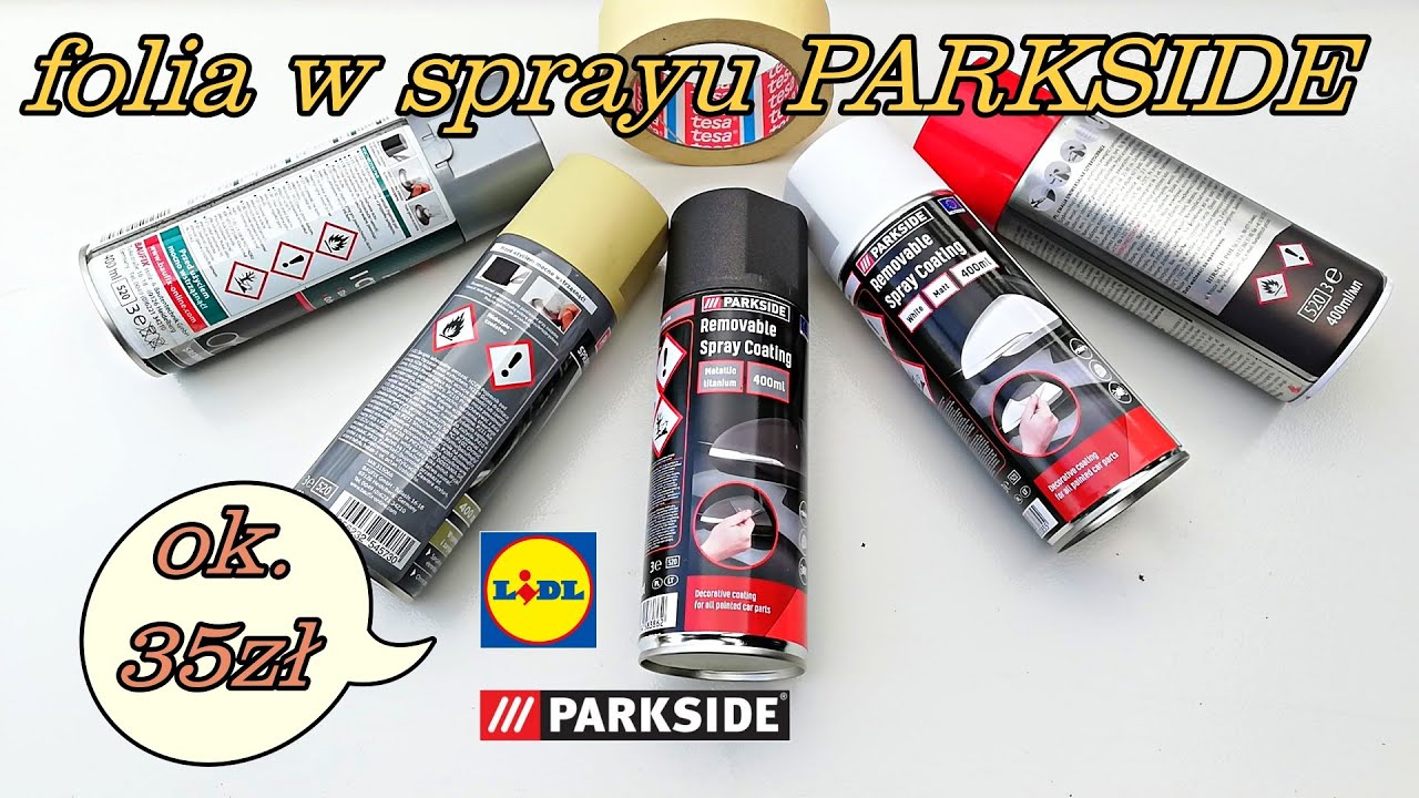FOLIA w SPRAYU PARKSIDE, znakomita do malowania karoserii, felg, kołpaków, kasków, narzędzi itd.