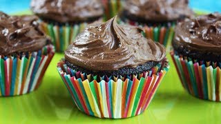 Easy Chocolate Cupcakes - One  bowl, No eggs, Vegan Cupcakes if you skip the frosting.