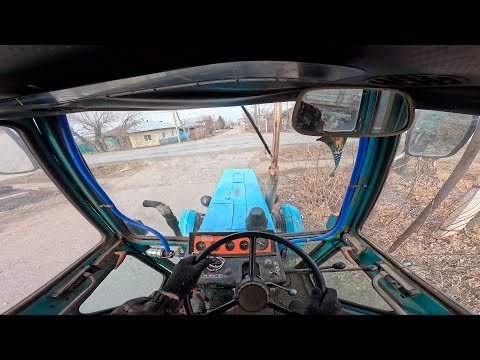 First-person view of a tractor. MTZ-80L. Belarusian, USSR.