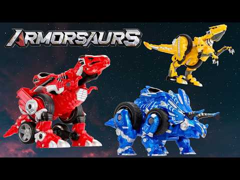 These Dinosaurs TRANSFORM INTO CARS! - Armorsaurs Evolvers: Ajax, Cobalt and Blaze