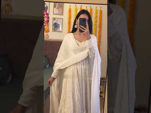 White Designer Faux Blooming Embroidered Gown Set with 3mm Sequins, Zari Work, Matching Pant & Faux Georgette Dupatta – Fully Stitched Festive & Party Wear