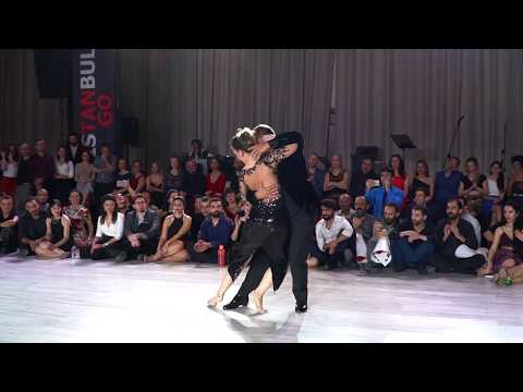  Utku Kuley  and  Iris Basak Dogdu  are  dancing  to  the  tango  "  Loca  "  by  Tango Bardo  at  TanGO TO Istanbul  in  2019