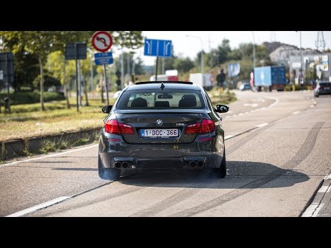 BMW M5 F10 with Akrapovic Exhaust System - Powerslides & Accelerations !