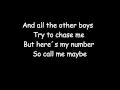 Call Me Maybe Carly Rae Jepsen Lyrics