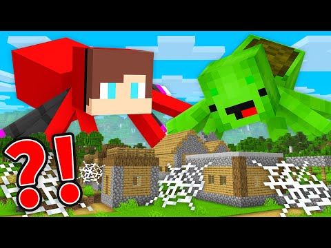 Mikey Spikey - Mikey and JJ SPIDERS Attacked The Village in Minecraft (Maizen)