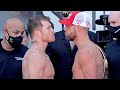CANELO ALVAREZ & BILLY JOE SAUNDERS HAVE INTENSE FACE-TO-FACE AT WEIGH-IN