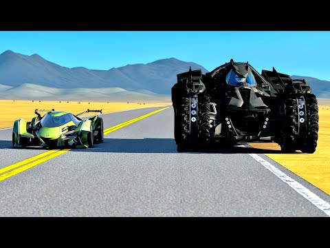 Lamborghini V12 Concept GT vs Batmobile - Desert Drag Race 10 KM