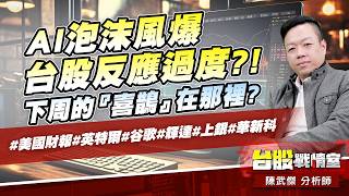 AI泡沫風爆、台股反應過度?!下周的『喜鵲』在那裡?!#美國財報#英特爾#谷歌#輝達#上銀#華新科｜小武哥投資事務所｜陳武傑
