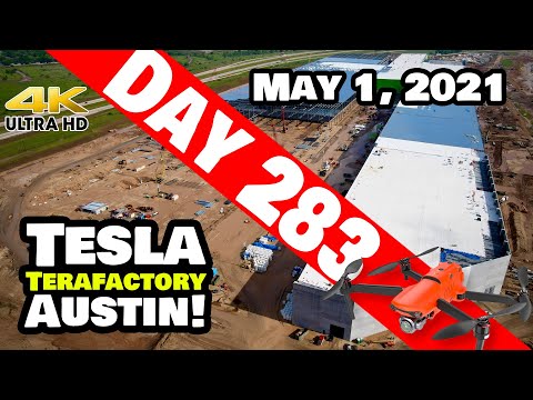 Tesla Gigafactory Austin 4K  Day 283 - 5/1/21 - ABANDONED GIGA TEXAS DRIES OUT AFTER HEAVY RAINS!