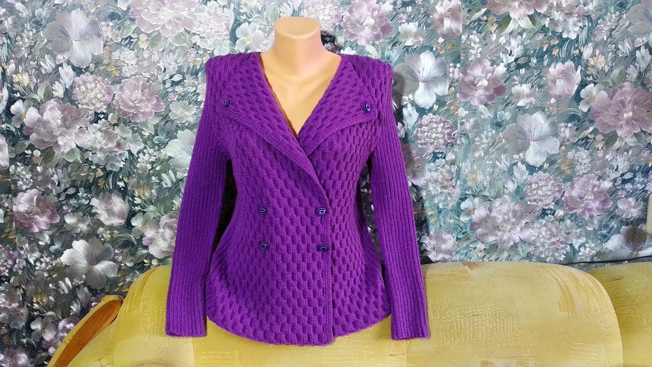 Жакет спицами"Фиолет".МК.