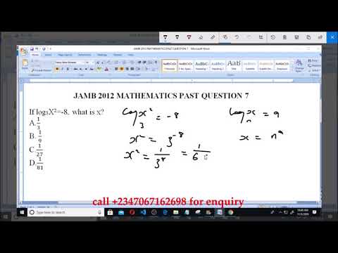 JAMB 2012 MATHEMATICS PAST QUESTION 7 Logarithm