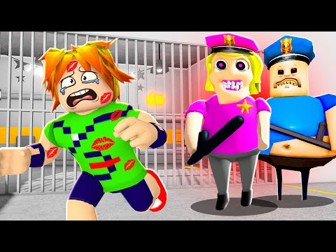 ESCAPE FROM THE FAT POLICEMAN'S GIRLFRIEND IN ROBLOX!! (😍POLICE GIRL PRISON BARRY)